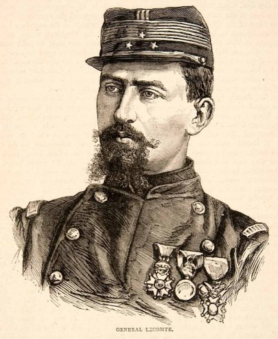 1874 Wood Engraving Portrait of General Lecomte from original probably by Eugène Appert